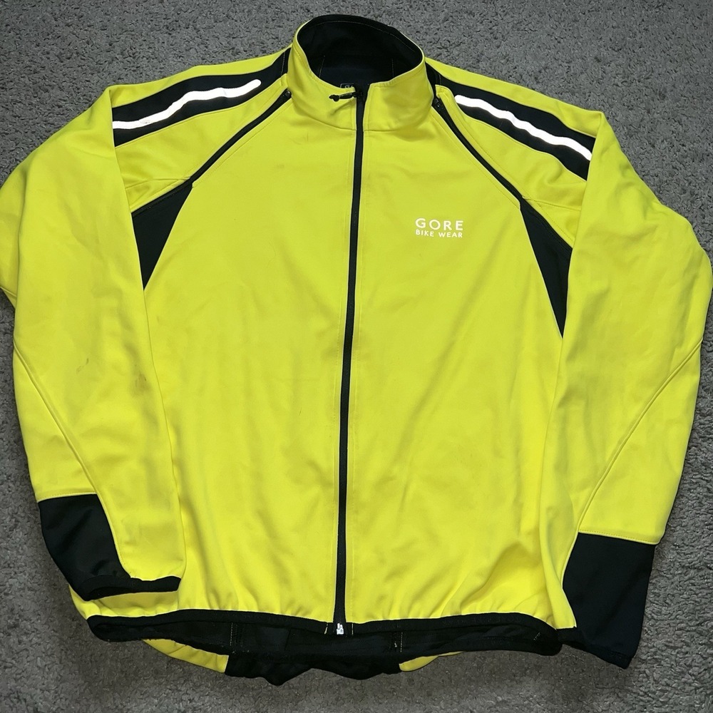 Gore Bike Wear Men's Windstopper Soft Shell Cycling Jacket Yellow Black Size L